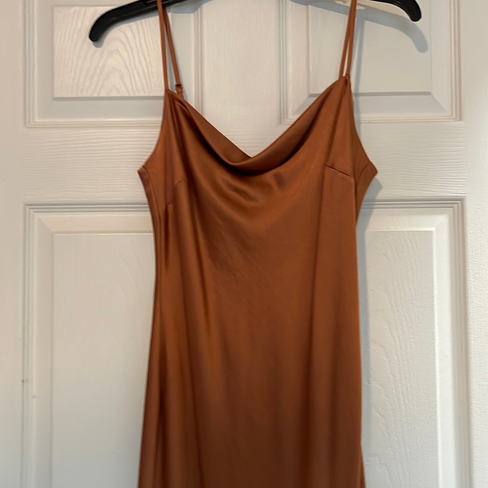Express bronze satin midi dress SZ Small